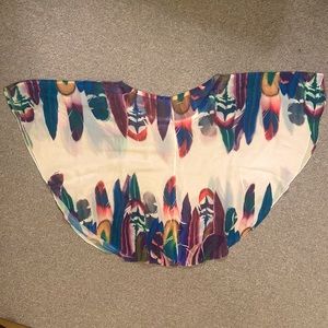 Multi-colored poncho-like blouse